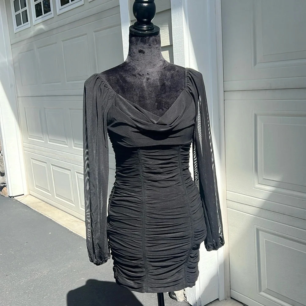 Princess Polly Black Ruched Mini Dress 6